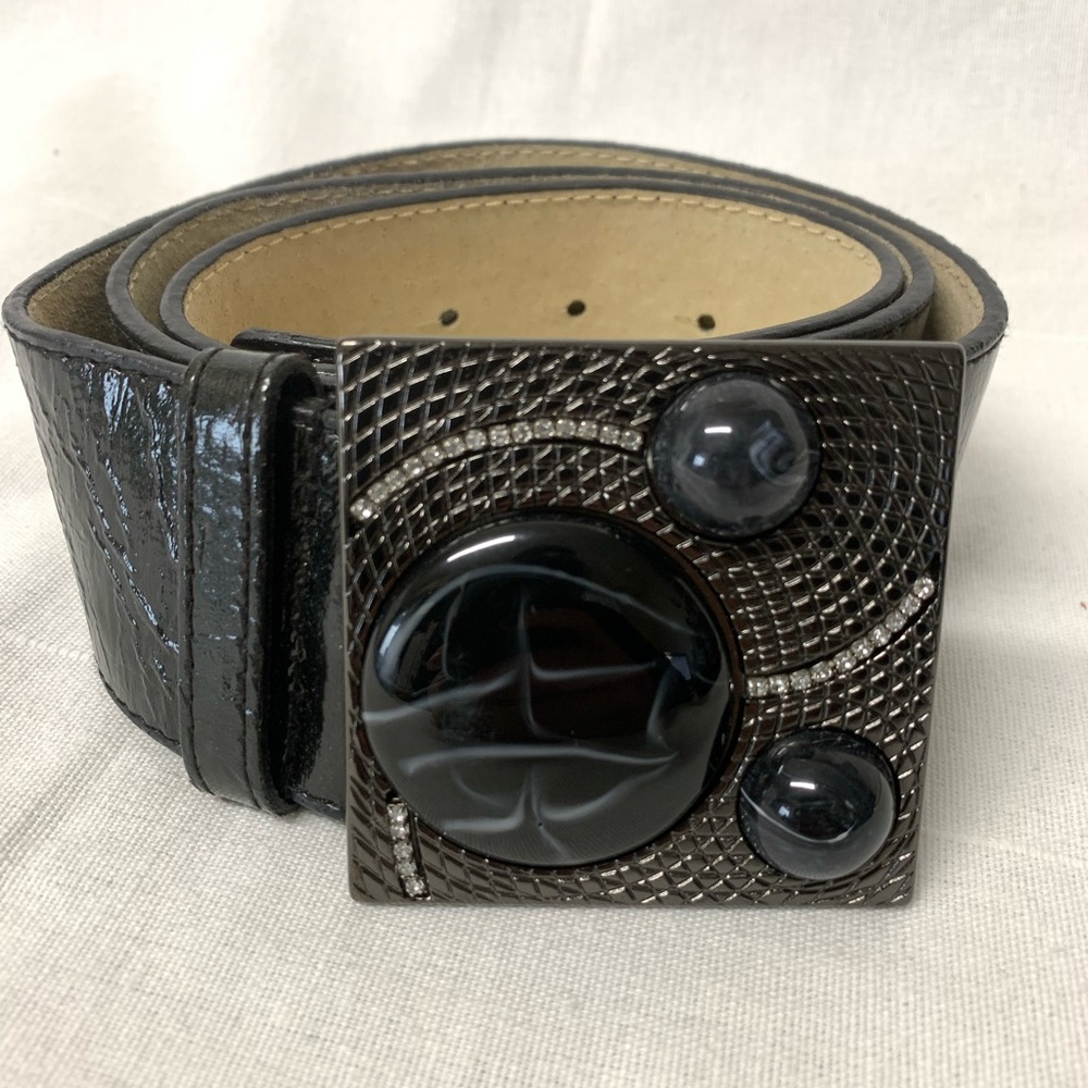 Another Line Inc Black Stone Rhinestone Accessory Fashion Belt {ch}